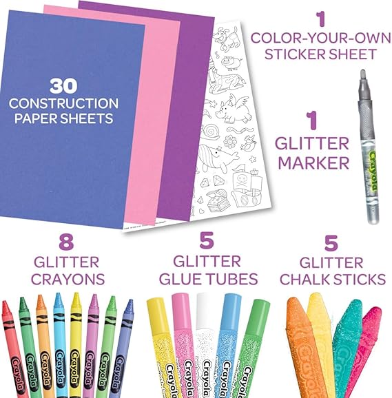 Crayola All That Glitters Art Case (50+pcs), Glitter Crayons & Coloring Supplies, Kids Art Set, Gifts for Girls & Boys, Ages 5+