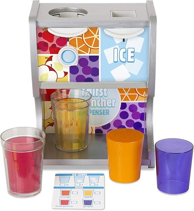 Melissa & Doug Wooden Thirst Quencher Drink Dispenser With Cups, Juice Inserts, Ice Cubes - FSC Certified