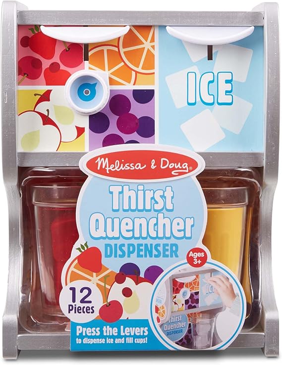 Melissa & Doug Wooden Thirst Quencher Drink Dispenser With Cups, Juice Inserts, Ice Cubes - FSC Certified