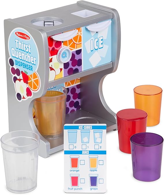 Melissa & Doug Wooden Thirst Quencher Drink Dispenser With Cups, Juice Inserts, Ice Cubes - FSC Certified