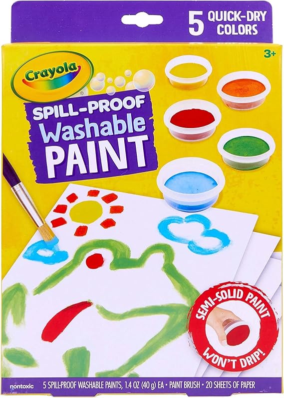 Crayola Spill Proof Paint Set, Washable Paint for Kids, Ages 3, 4, 5, 6