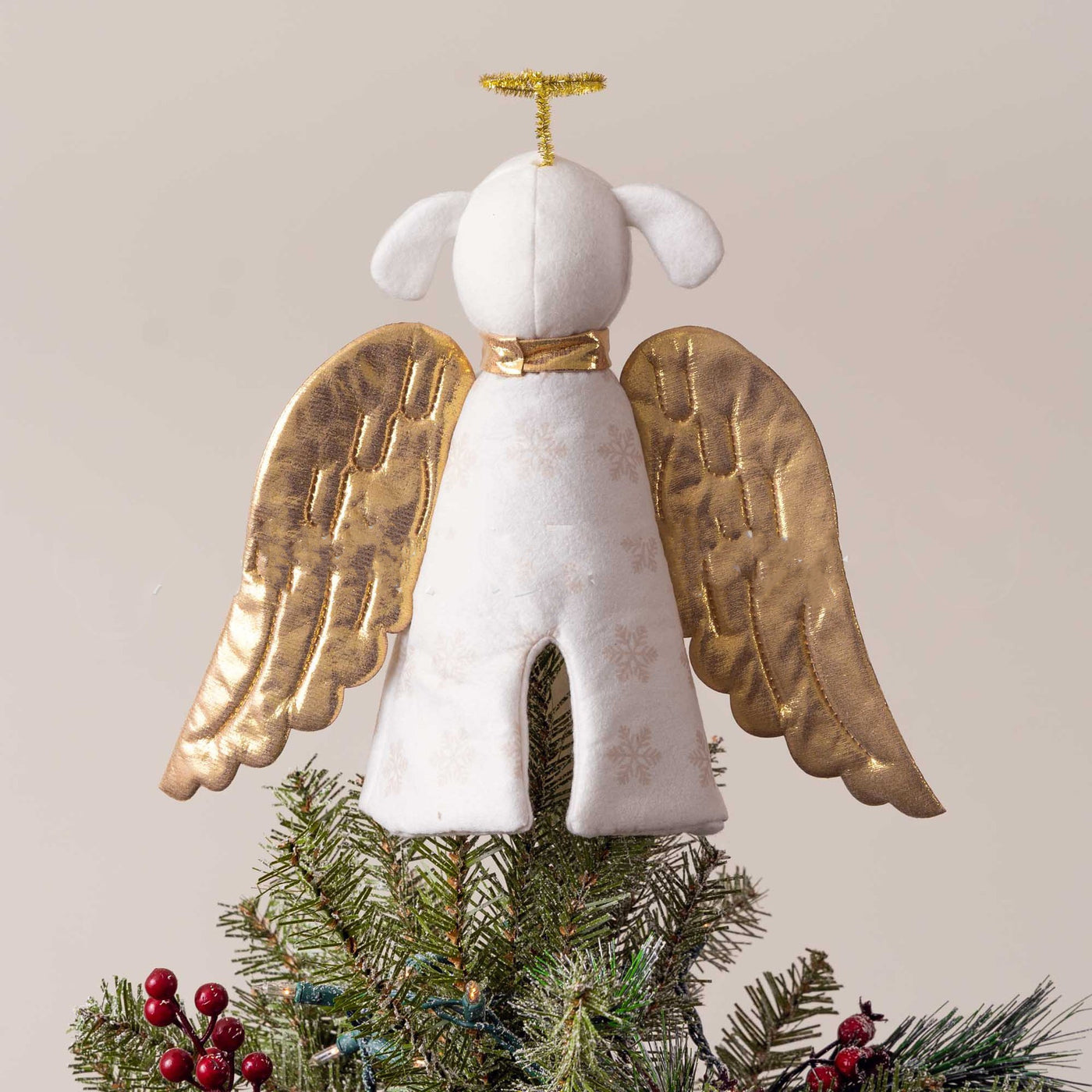 Christmas Miracle Golden Angel Dog Artisan Tree Topper